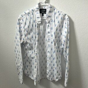 Bonobos Men’s 100% Cotton Pineapple Print Long Sleeve Slim Fit Shirt Size M